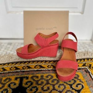GUC Gentle Souls Wedge Sandals, Salmon Pink